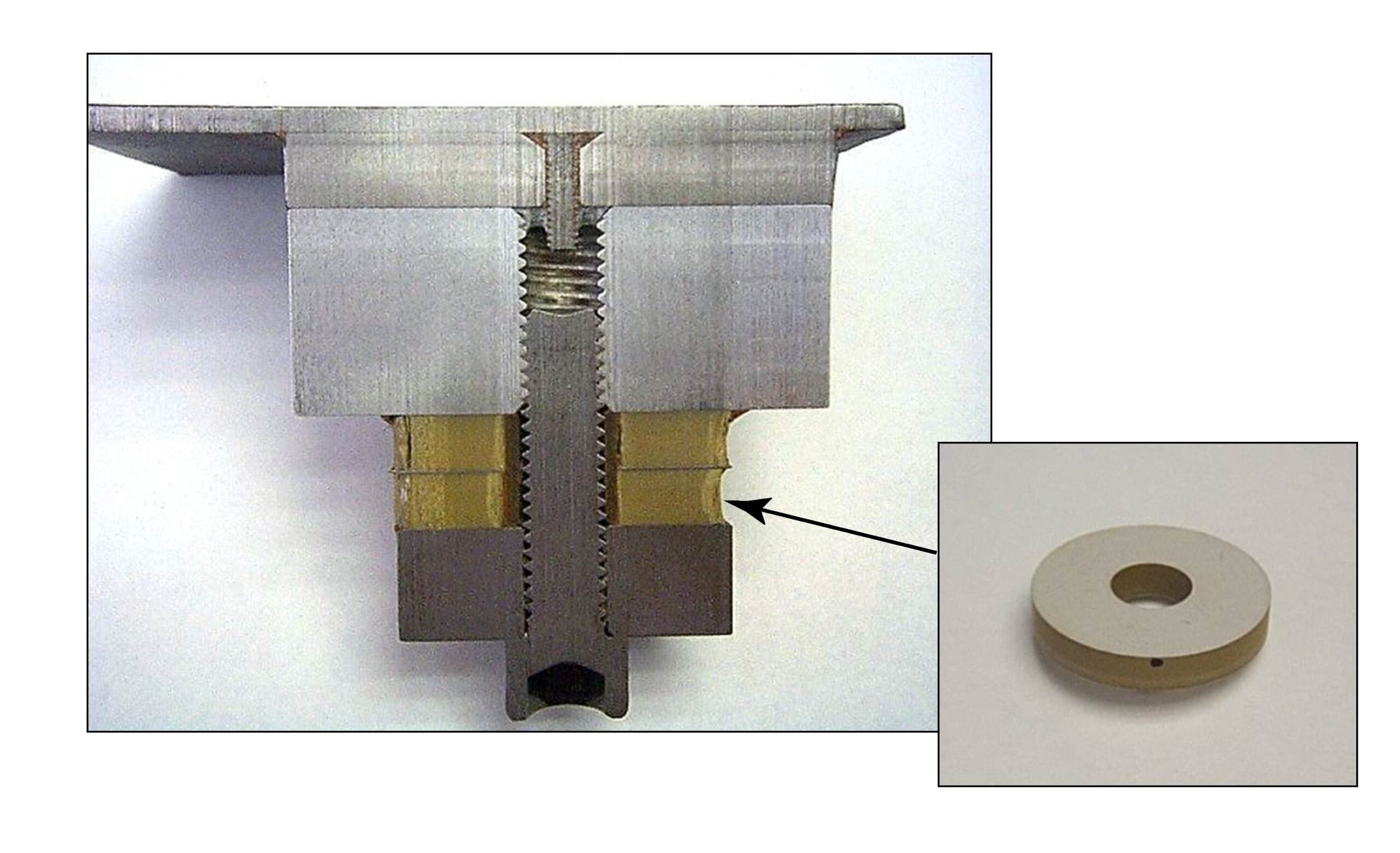 Transducer Cross Section Picture of piezoelectric transducer cross-section.